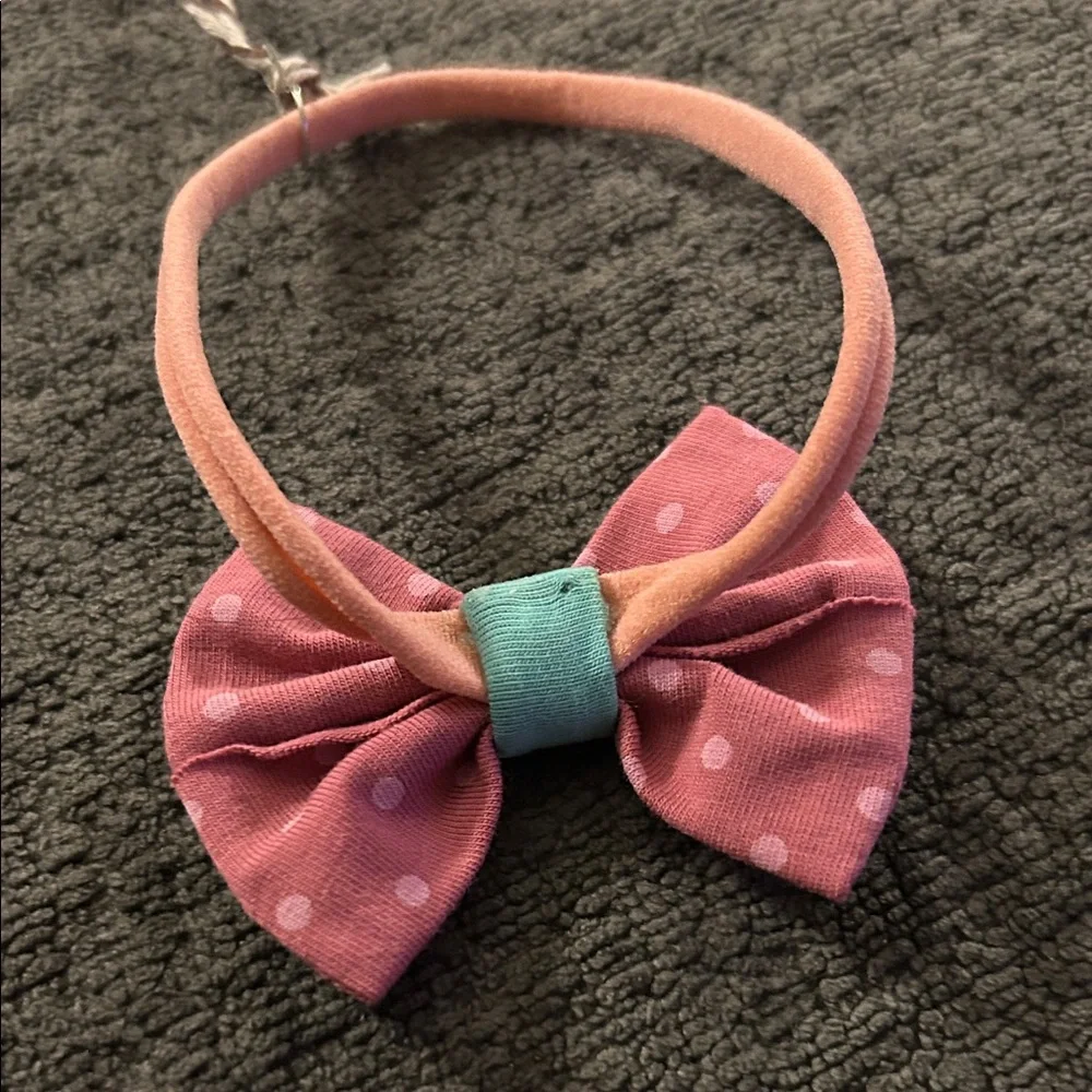 Matilda Jane Clothing Wild Rose polka dot linen Pink Bow Baby Headband